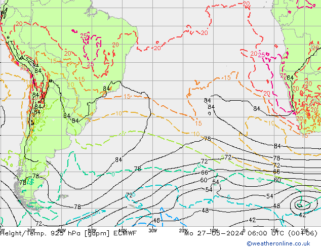 Hoogte/Temp. 925 hPa ECMWF ma 27.05.2024 06 UTC