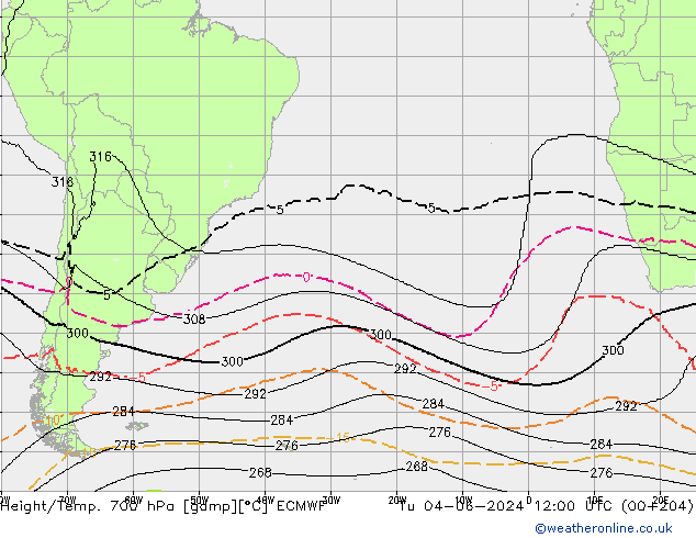 Height/Temp. 700 hPa ECMWF  04.06.2024 12 UTC