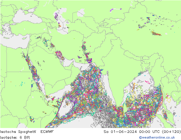 Isotachen Spaghetti ECMWF za 01.06.2024 00 UTC