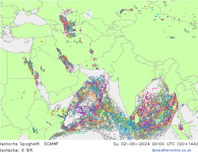 Isotachs Spaghetti ECMWF Ne 02.06.2024 00 UTC