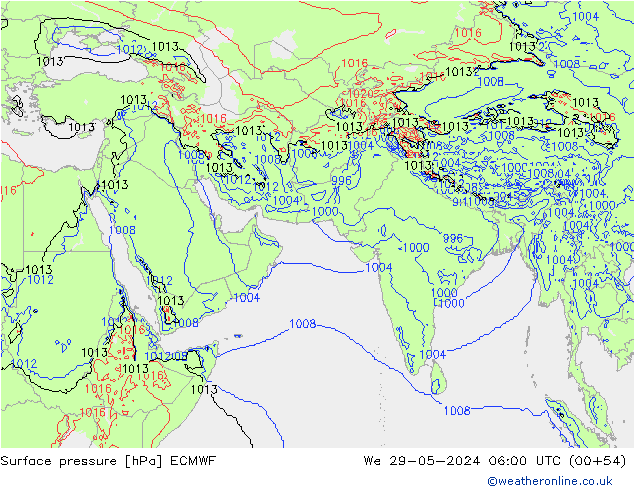 pression de l'air ECMWF mer 29.05.2024 06 UTC