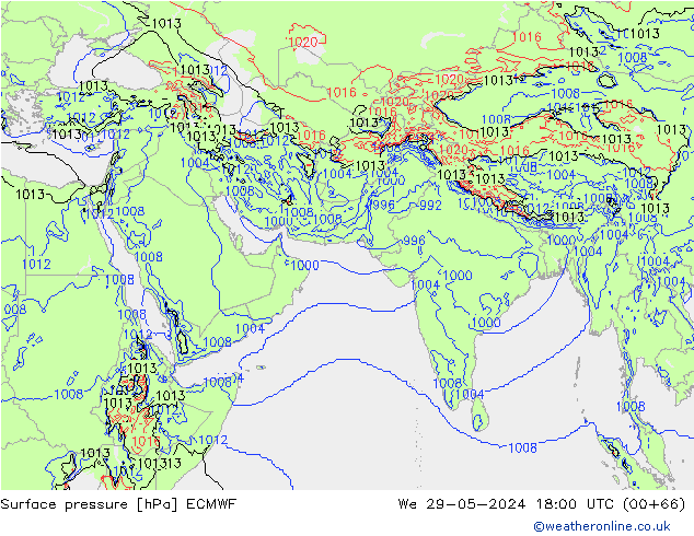 Surface pressure ECMWF We 29.05.2024 18 UTC