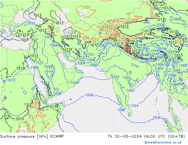 ciśnienie ECMWF czw. 30.05.2024 06 UTC