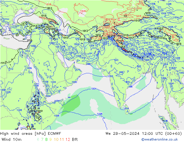 High wind areas ECMWF St 29.05.2024 12 UTC