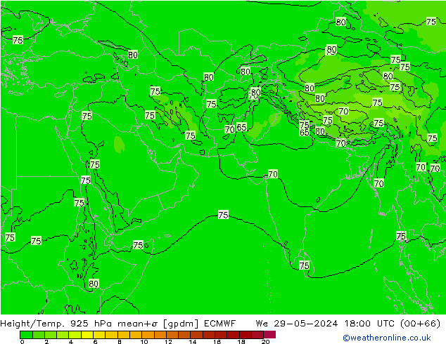 Height/Temp. 925 hPa ECMWF Qua 29.05.2024 18 UTC