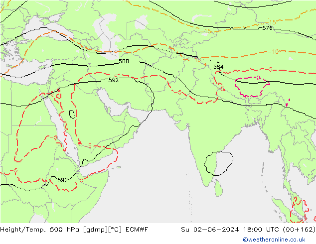 Géop./Temp. 500 hPa ECMWF dim 02.06.2024 18 UTC