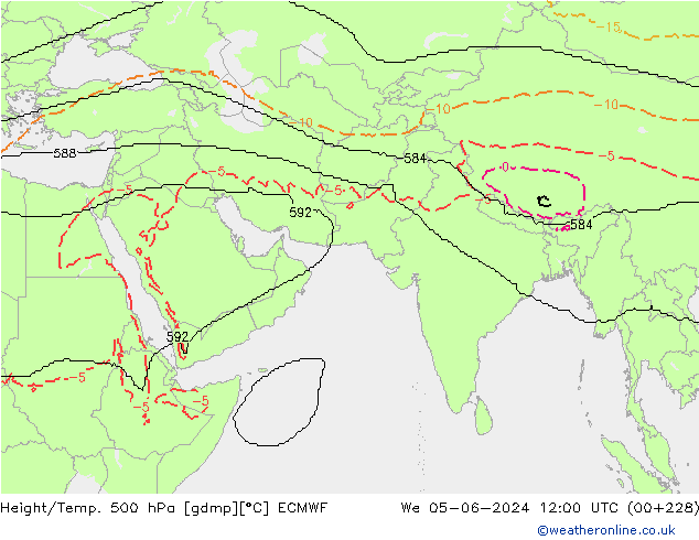 Height/Temp. 500 hPa ECMWF śro. 05.06.2024 12 UTC