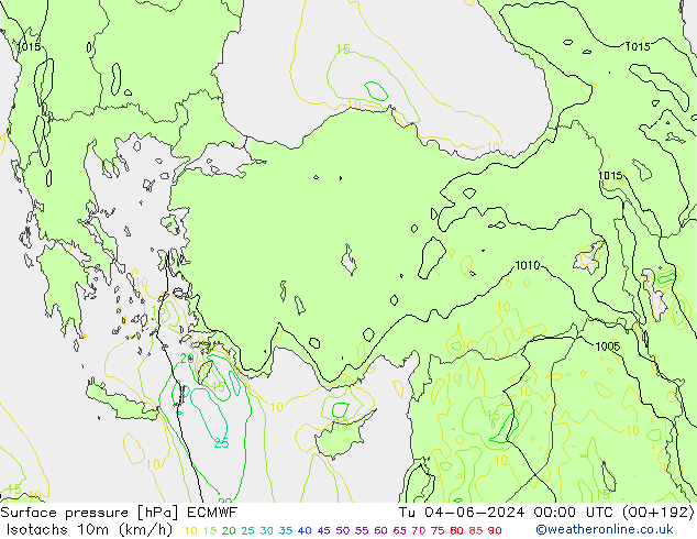 Isotachs (kph) ECMWF Ter 04.06.2024 00 UTC