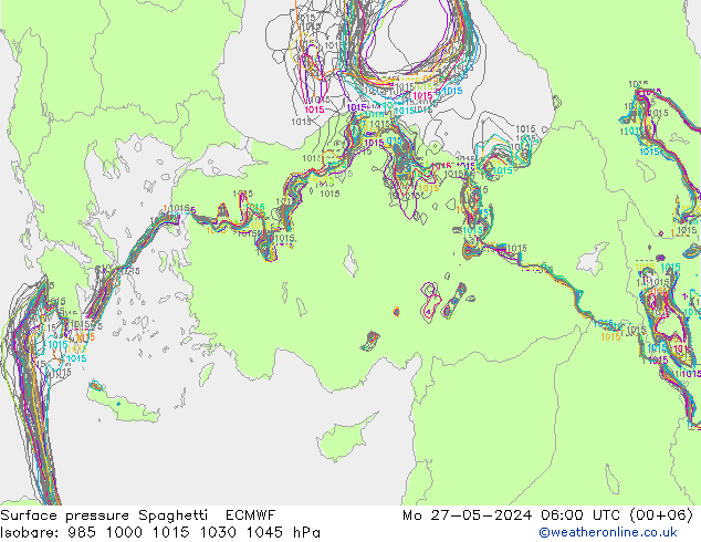 Surface pressure Spaghetti ECMWF Mo 27.05.2024 06 UTC