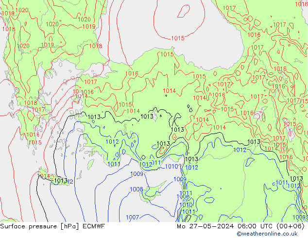 Bodendruck ECMWF Mo 27.05.2024 06 UTC