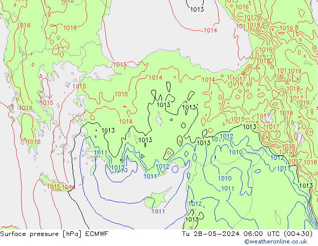 Luchtdruk (Grond) ECMWF di 28.05.2024 06 UTC