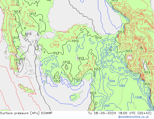 ciśnienie ECMWF wto. 28.05.2024 18 UTC