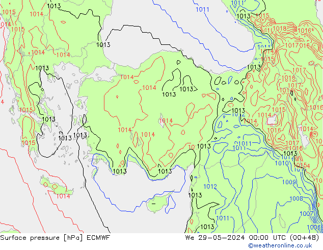 Luchtdruk (Grond) ECMWF wo 29.05.2024 00 UTC