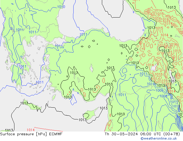 Surface pressure ECMWF Th 30.05.2024 06 UTC