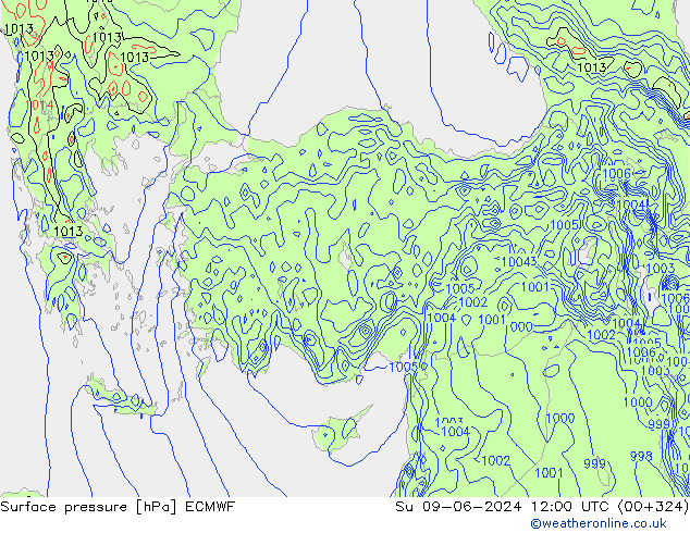 Surface pressure ECMWF Su 09.06.2024 12 UTC