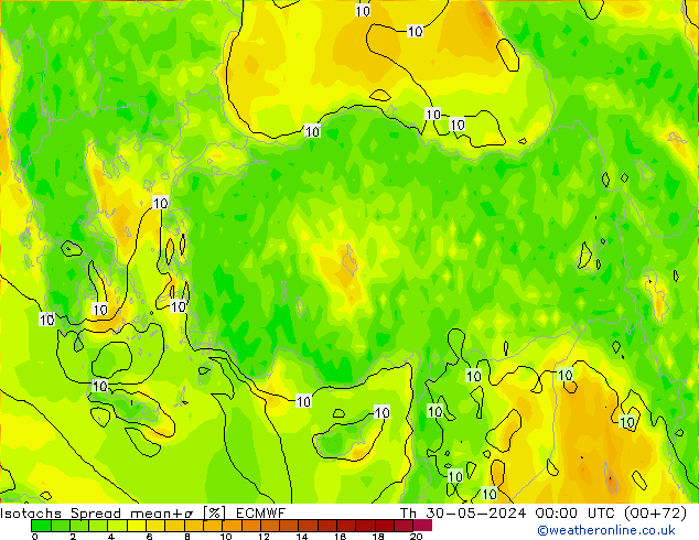 Isotachs Spread ECMWF jeu 30.05.2024 00 UTC