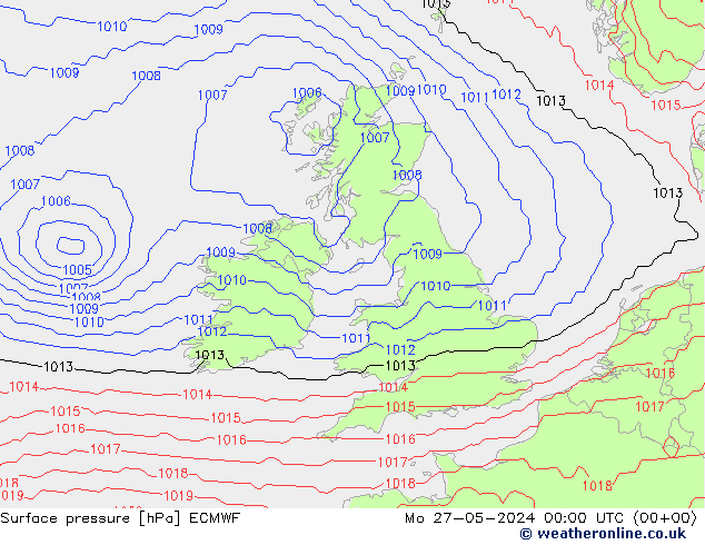 Bodendruck ECMWF Mo 27.05.2024 00 UTC