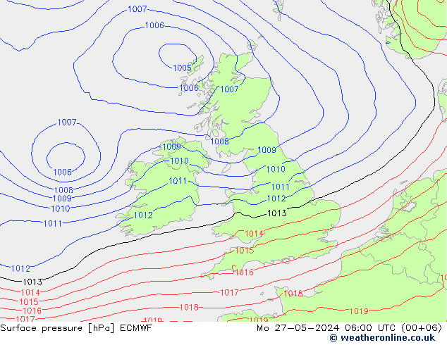 ciśnienie ECMWF pon. 27.05.2024 06 UTC