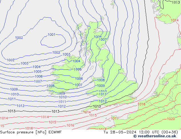 pressão do solo ECMWF Ter 28.05.2024 12 UTC