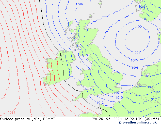 Surface pressure ECMWF We 29.05.2024 18 UTC