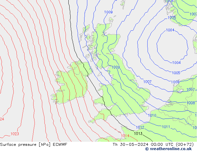 Surface pressure ECMWF Th 30.05.2024 00 UTC