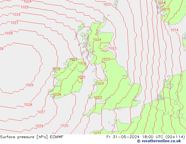 Atmosférický tlak ECMWF Pá 31.05.2024 18 UTC