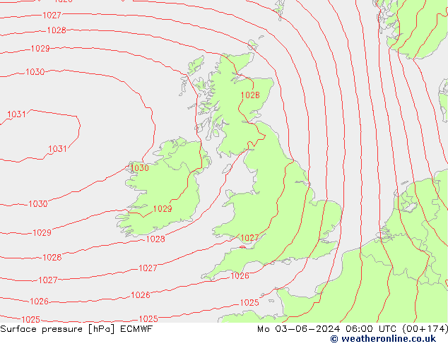 pression de l'air ECMWF lun 03.06.2024 06 UTC