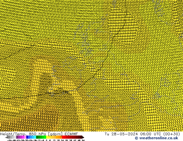 Height/Temp. 850 гПа ECMWF вт 28.05.2024 06 UTC