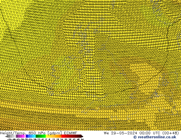 Hoogte/Temp. 850 hPa ECMWF wo 29.05.2024 00 UTC