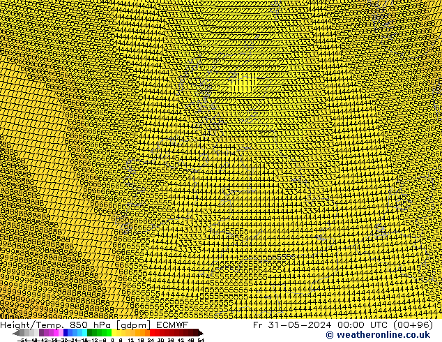 Height/Temp. 850 hPa ECMWF Fr 31.05.2024 00 UTC