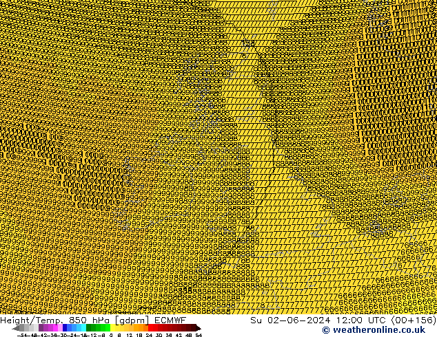 Height/Temp. 850 hPa ECMWF Su 02.06.2024 12 UTC