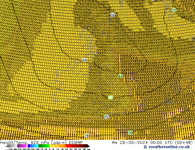 Yükseklik/Sıc. 925 hPa ECMWF Çar 29.05.2024 00 UTC