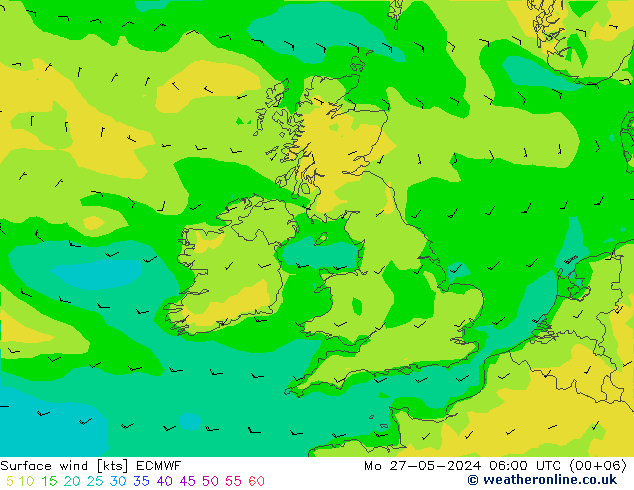 ветер 10 m ECMWF пн 27.05.2024 06 UTC