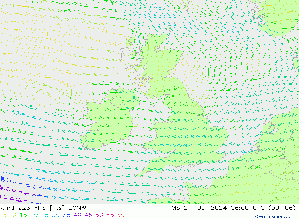 Viento 925 hPa ECMWF lun 27.05.2024 06 UTC