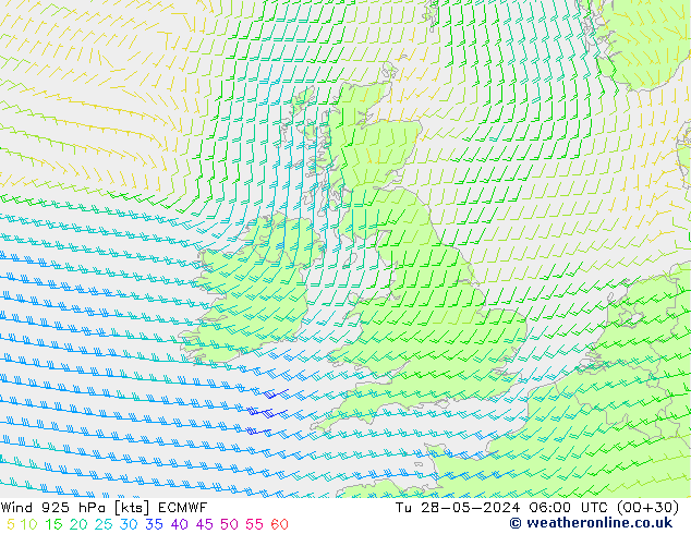 Wind 925 hPa ECMWF Tu 28.05.2024 06 UTC