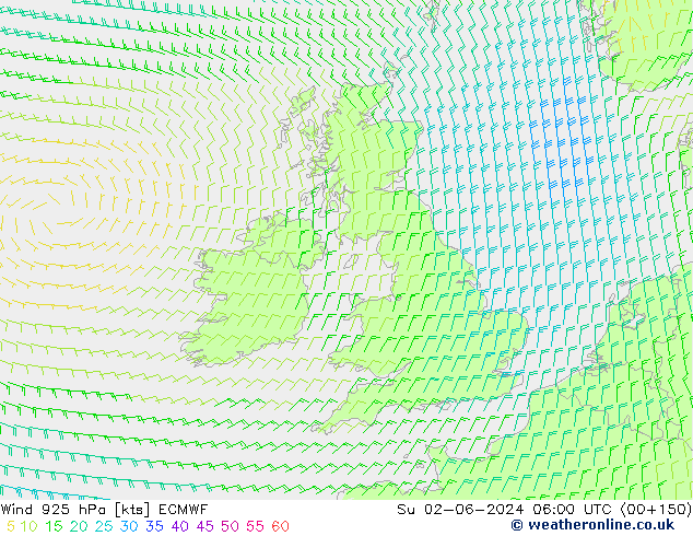 Wind 925 hPa ECMWF Su 02.06.2024 06 UTC