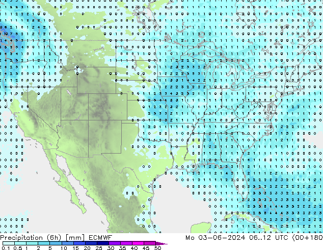 Yağış (6h) ECMWF Pzt 03.06.2024 12 UTC