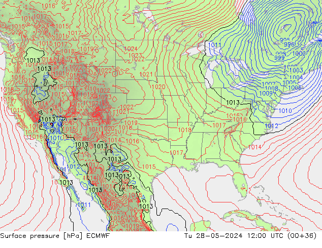 pressão do solo ECMWF Ter 28.05.2024 12 UTC