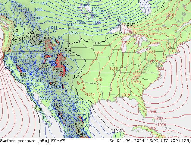 Surface pressure ECMWF Sa 01.06.2024 18 UTC