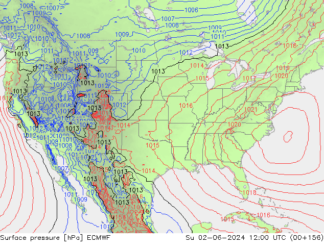 Surface pressure ECMWF Su 02.06.2024 12 UTC