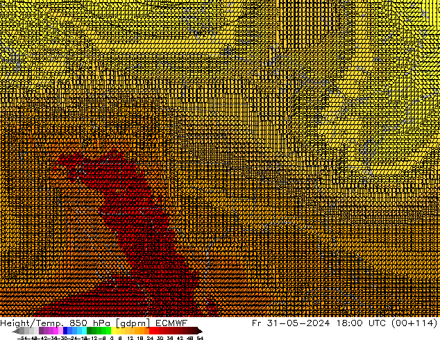 Géop./Temp. 850 hPa ECMWF ven 31.05.2024 18 UTC