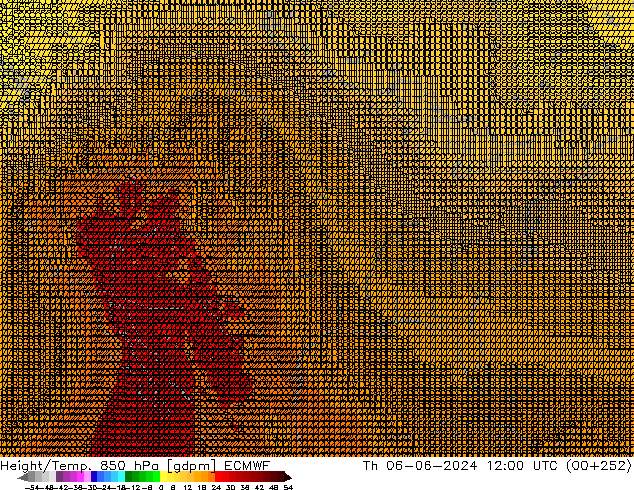 Height/Temp. 850 hPa ECMWF Qui 06.06.2024 12 UTC