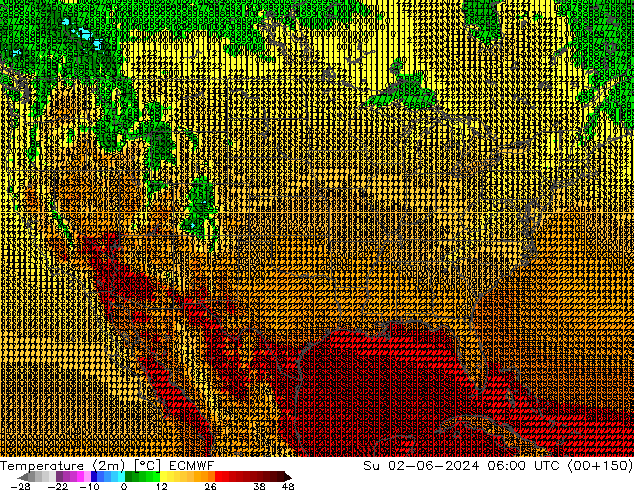 Temperatura (2m) ECMWF Dom 02.06.2024 06 UTC