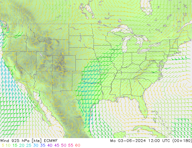 Wind 925 hPa ECMWF Mo 03.06.2024 12 UTC