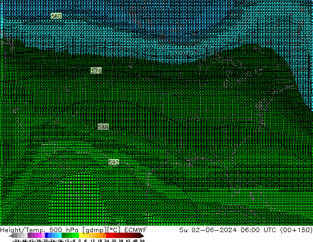 Height/Temp. 500 hPa ECMWF Su 02.06.2024 06 UTC