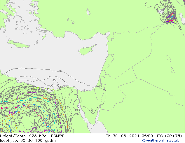 Géop./Temp. 925 hPa ECMWF jeu 30.05.2024 06 UTC