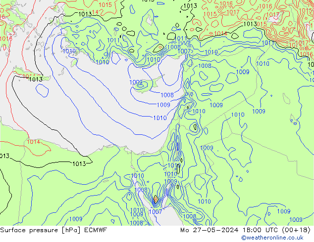 Luchtdruk (Grond) ECMWF ma 27.05.2024 18 UTC