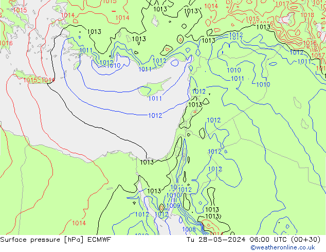 Presión superficial ECMWF mar 28.05.2024 06 UTC