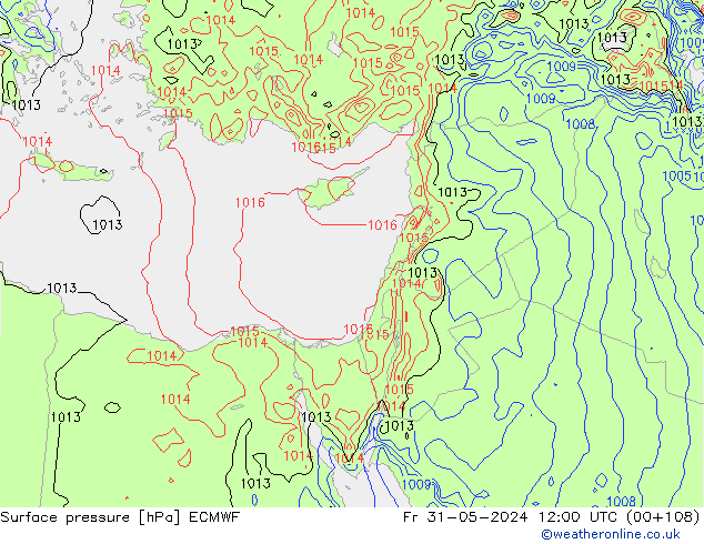 Surface pressure ECMWF Fr 31.05.2024 12 UTC