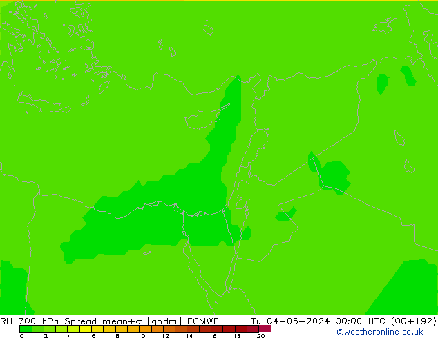 RH 700 hPa Spread ECMWF Tu 04.06.2024 00 UTC